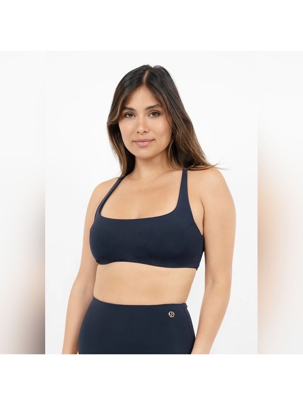 Crete Cross Back Bikini Top in Pebble